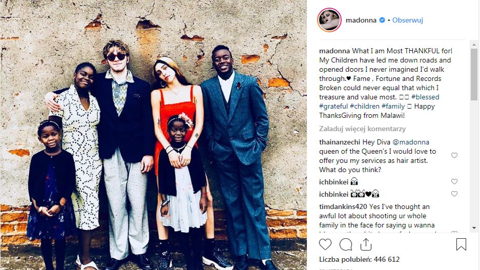 Madonna jest wdzięczna za swoje dzieci 