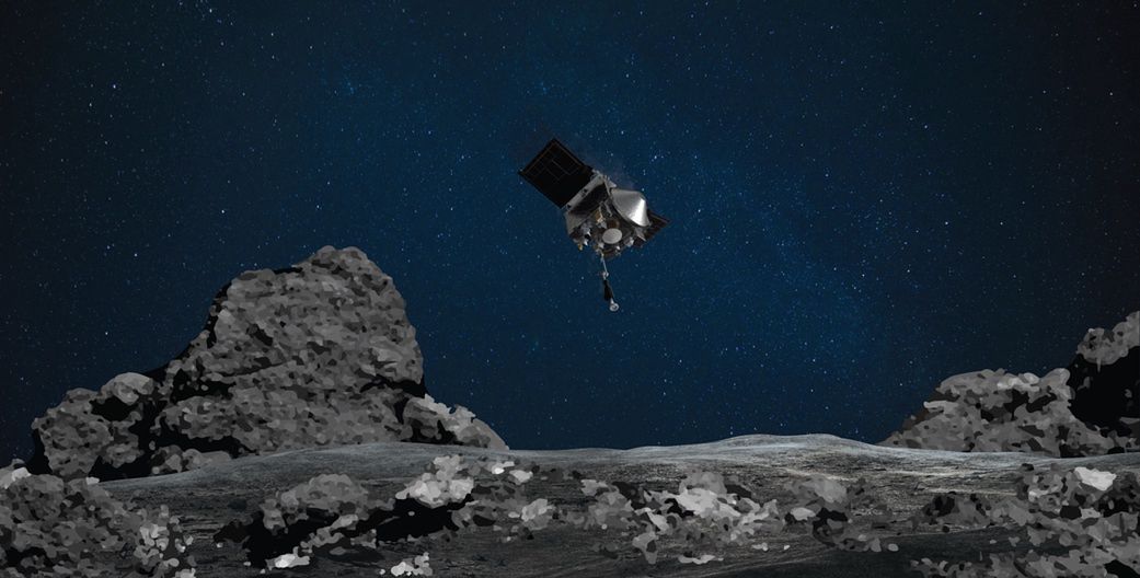 Wizualizacja lądowania na asteroidzie Bennu