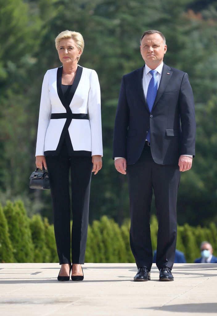 Andrzej Duda at the Polish military cemetery of MontecassinoVisit of the President of the Republic of Poland Andrzej Duda with his wife Agata Kornhauser-Duda at the Polish military cemetery of Montecassino. Cassino (Italy), September 24th, 2020 (Photo by Grzegorz Galazka/Archivio Grzegorz Galazka/Mondadori Portfolio via Getty Images)Mondadori Portfolio