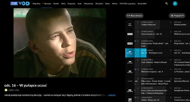 Kanały linearne w serwisie streamingowym TVP VOD