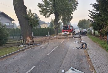 Auto wypadło z jezdni i uderzyło w drzewo. Nie żyje 20-latek