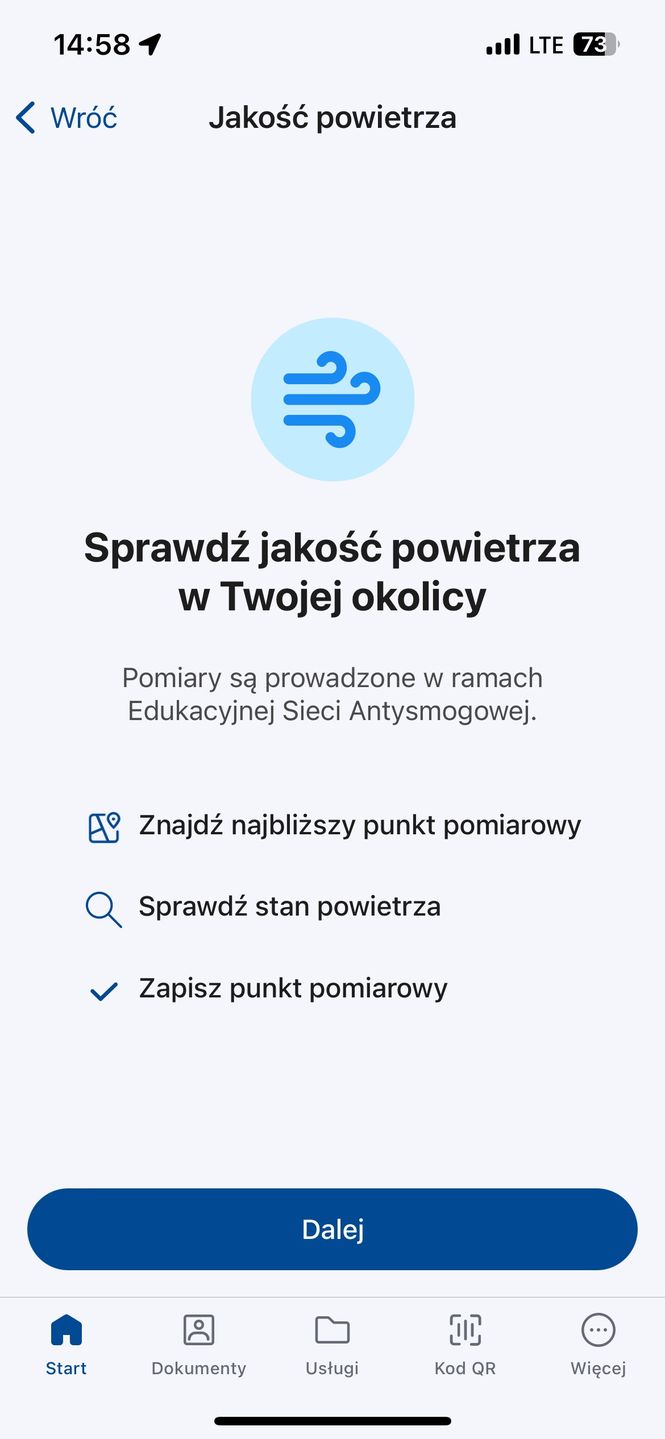 mObywatel 2.0 - jakość powietrza.