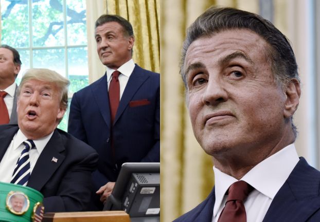Zdeformowany Sylvester Stallone odwiedził Trumpa w Białym Domu (ZDJĘCIA)