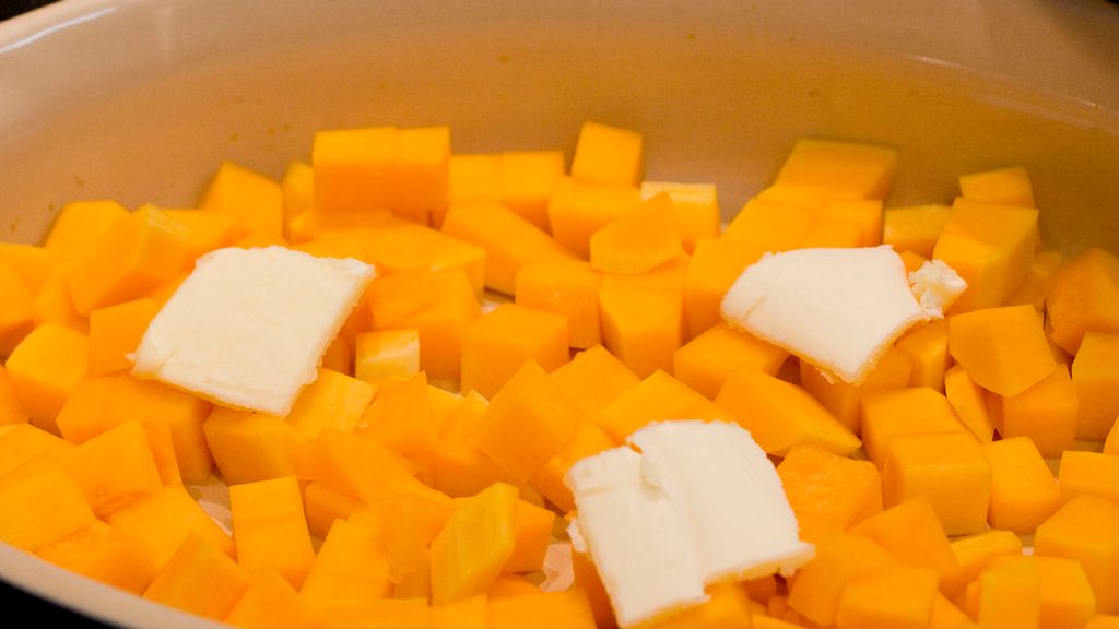 Dynia ozdobna gotowana z dodatkiem soli, odsączona