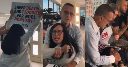 Modowy guru OBEZWŁADNIŁ aktywistkę i zakrywał jej usta. Internauci murem za protestującą: "To była NAPAŚĆ, czas na pozew!" (WIDEO)
