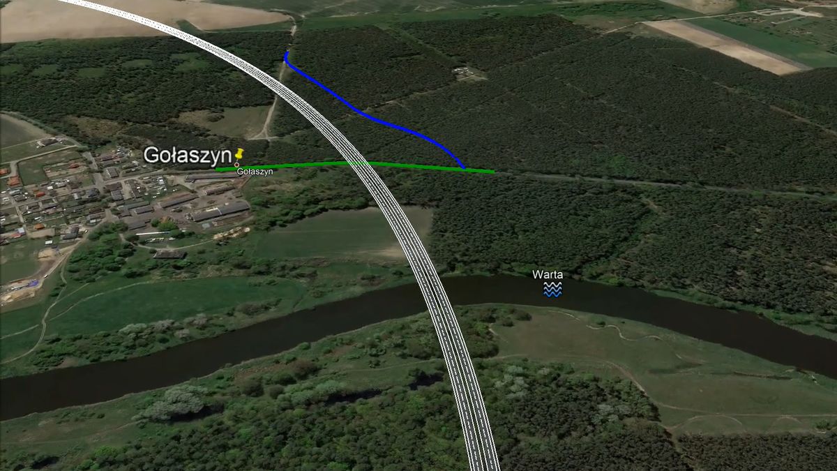 Wizualizacja jednego z wariantów przebiegu trasy S11 Oborniki – Poznań