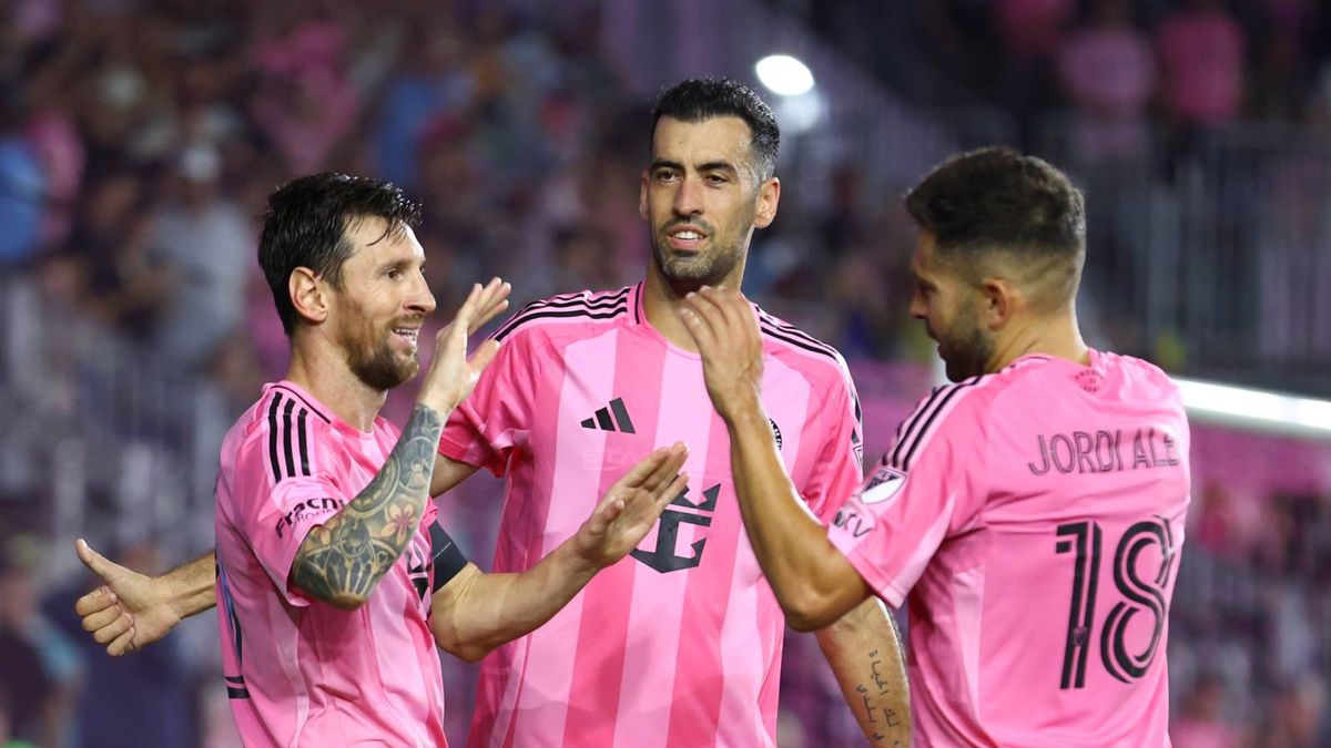 Getty Images / Megan Briggs / Lionel Messi, Jordi Alba i Sergio Busquets