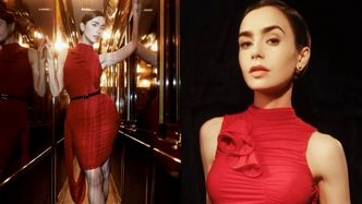 Lily Collins promuje nowy sezon "Emily w Paryżu", prężąc się w krwistej sukni od Magdy Butrym! (ZDJĘCIA)