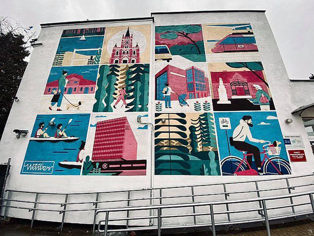 Nowa atrakcja dzielnicy - mural, który wylicza wszystkie ważne miejsca Wawra