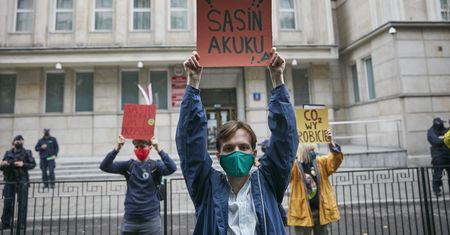 Polska bez węgla. "Sasin AKUKU". Protest pod Ministerstwem Aktywów Państwowych