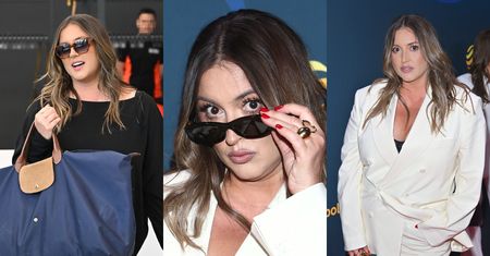 Karolina Szostak w białym wdzianku stroiła miny na ramówce Polsatu. Za kulisami mknęła z okularami na nosie i potężną torbą w dłoni