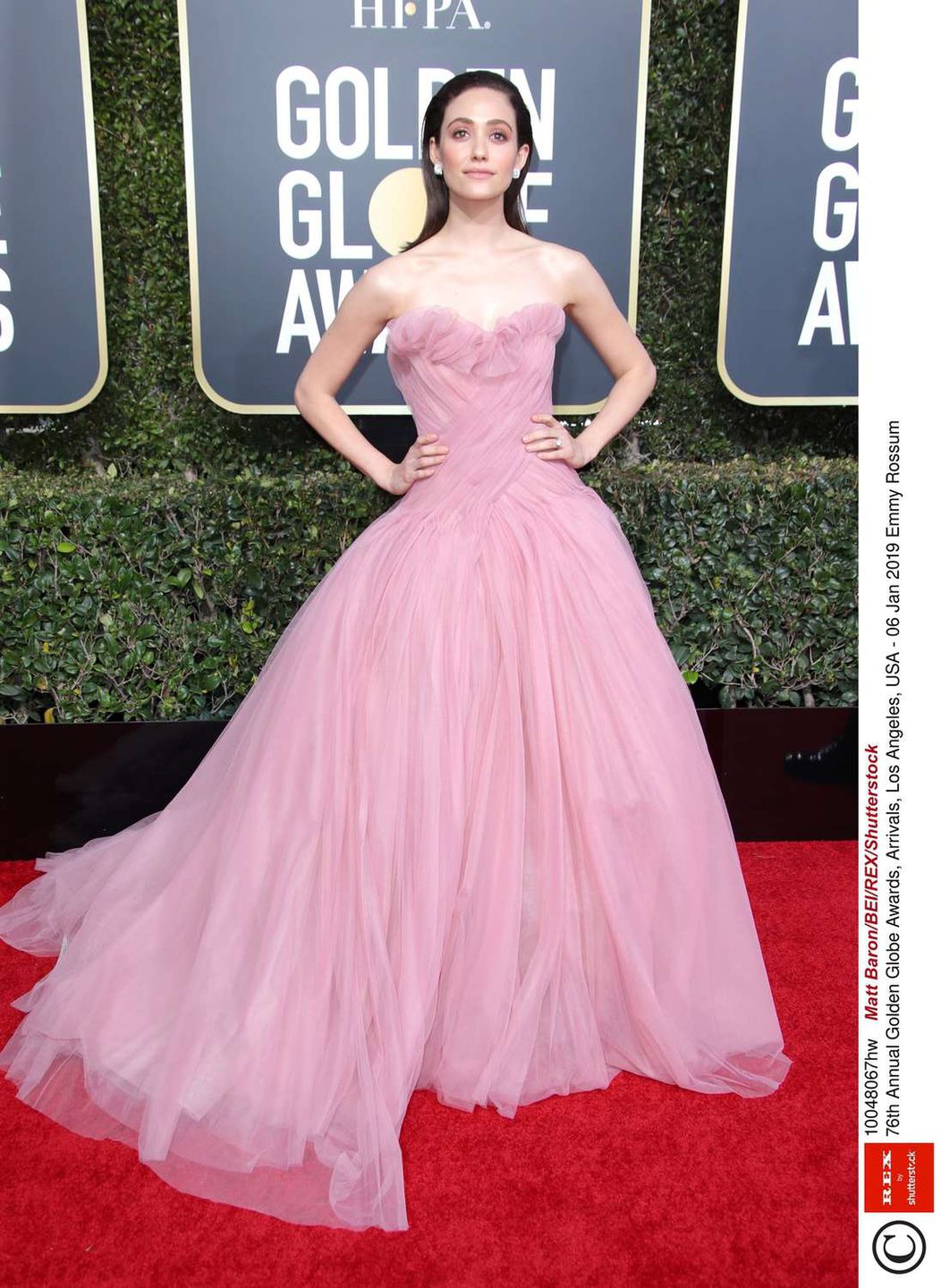 Emmy Rossum – Złote Globy 2019, kreacja: Monique Lhuillier
