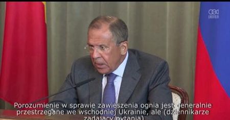 Minister spraw zagranicznych Rosji mówi, że we wschodniej Ukrainie przestrzega się zawieszenia broni