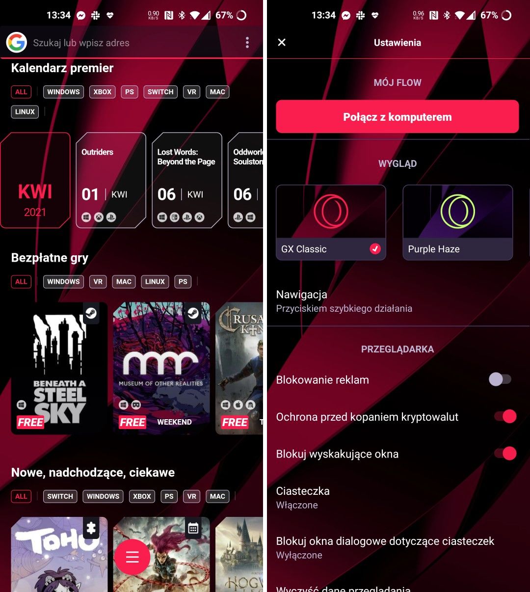 Oto Opera GX Mobile. Mobilna przeglądarka... dla graczy 2