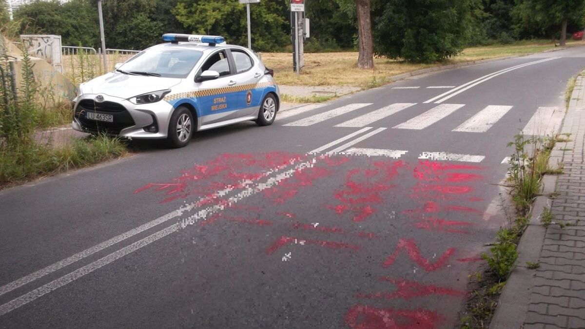 Wandale namalowali farbą wulgarne napisy na ul. Wspólnej