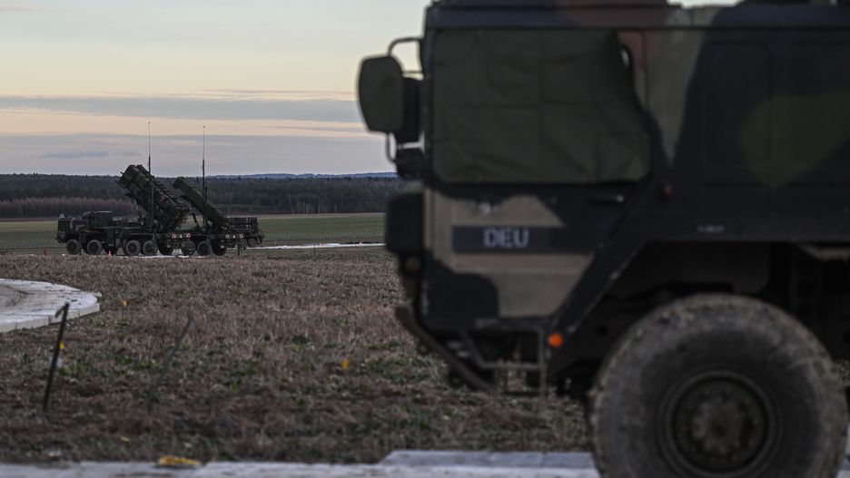 ZAMOSC, POLAND - FEBRUARY 18: Patriot launchers modules mounted on M983 HEMTT part of the US made MIM-104 Patriot surface-to-air missile (SAM) system are pictured on a open field on February 18, 2023 in Zamosc, Poland. The German armed forces deployed Patriots batteries to their NATO neighbor, after a missile explosion in Przewodow, which previous investigation suggests that came from Ukrainian air defense, killed two civilians. Since Russia's large scale military attack on Ukraine on February 24, 2022 more than 9.7 million refugees from Ukraine crossed the Polish borders to escape the conflict, with 1.4 million registering in Poland whilst others moved on to other countries. (Photo by Omar Marques/Getty Images)