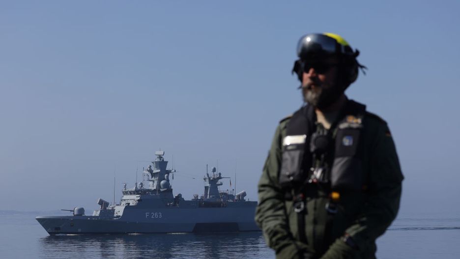 Scholz Visits German Navy
ROSTOCK, GERMANY - JUNE 05: The Germany Navy corvette Oldenburg sails past as a crew member stands on another ship in the Baltic Sea during a demonstration of capabilities on June 05, 2023 near Rostock, Germany. NATO military ships will be holding BaltOps exercises in the Baltic Sea this week.  (Photo by Sean Gallup/Getty Images)
Sean Gallup