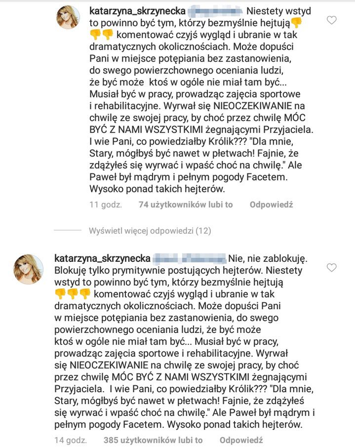Katarzyna Skrzynecka odpowiada na krytykę