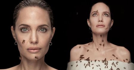 Angelina Jolie pozuje z ŻYWYMI PSZCZOŁAMI pokrywającymi jej ciało! (ZDJĘCIA)