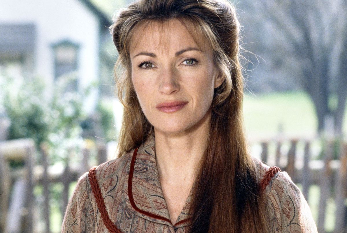 Jane Seymour na planie serialu "Doktor Quinn", 1993 r.