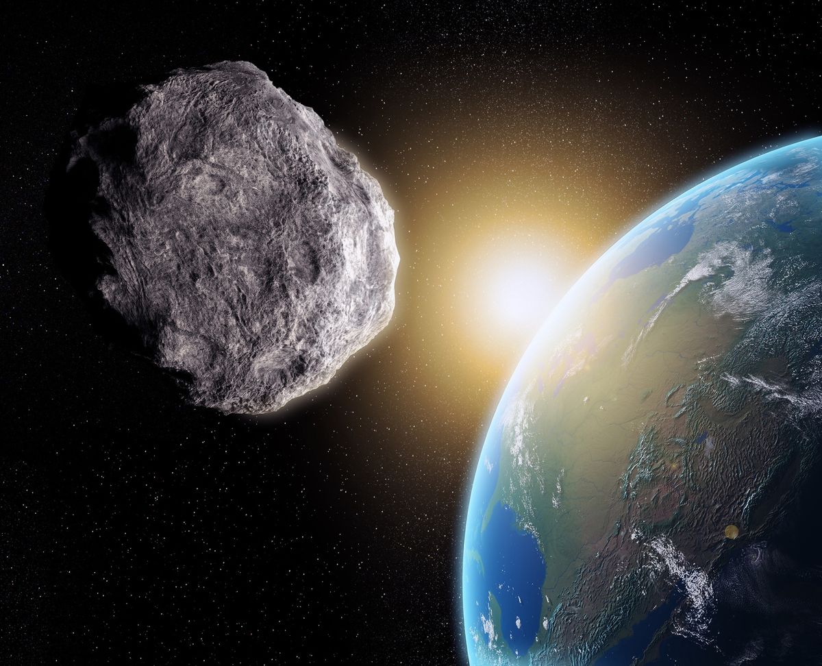 Asteroida pędząca w kierunku Ziemi - wizualizacja