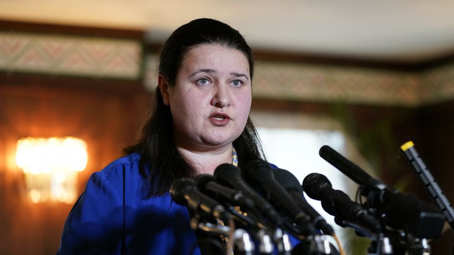 TemporaryUkraine's Ambassador to the United States Oksana Markarova speaks during a news conference at the Embassy of Ukraine in Washington, Thursday, Feb. 24, 2022. (AP Photo/Patrick Semansky)AP