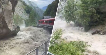 Powódź w Alpach. Zdumiewające wideo z pociągu. Dalej nie pojechali