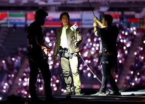 Closing Ceremony - Olympic Games Paris 2024: Day 16
PARIS, FRANCE - AUGUST 11: Actor Tom Cruise is pictured on the roof of the Stade de France during the Closing Ceremony of the Olympic Games Paris 2024  at Stade de France on August 11, 2024 in Paris, France. (Photo by Fabrizio Bensch- Pool/Getty Images)
Pool