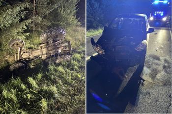 Małopolskie: Auto osobowe uderzyło w nieoświetlony ciągnik rolniczy. Doszło do wypadku