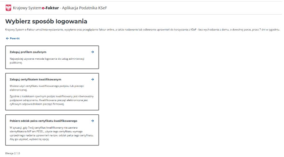 Wybór metody logowania