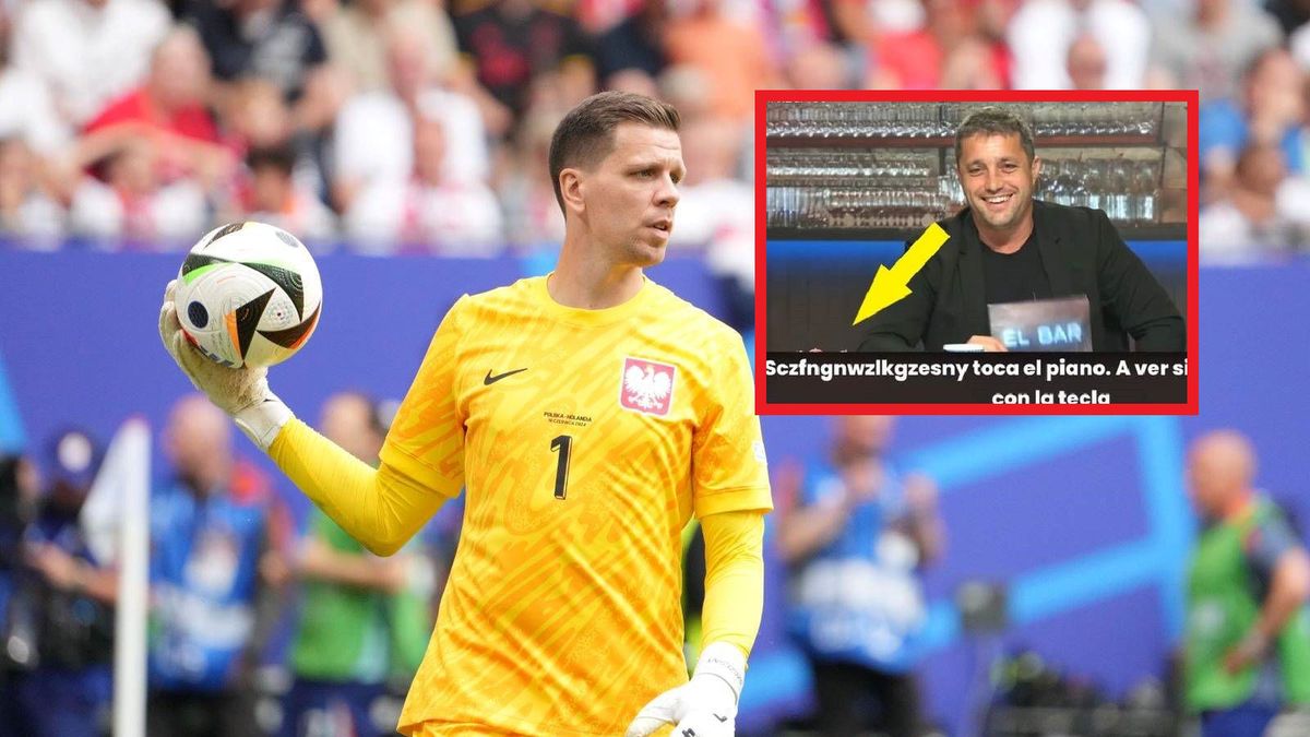 Getty Images / Gongora/NurPhoto via Getty Images / Na dużym zdjęciu Wojciech Szczęsny, na małym fragment programu El Bar