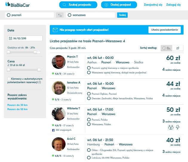 BlaBlaCar strona