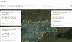 Kraków na platformie Google Environmental Insights Explorer. Można sprawdzić emisję gazów cieplarnianych