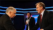 Jarosław Kaczyński i Bronisław Komorowski podczas debaty