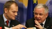 Prezydent RP Lech Kaczyński i premier RP Donald Tuskpodczas konferencji po posiedzeniu Rady Europejskiej w Brukseli.
