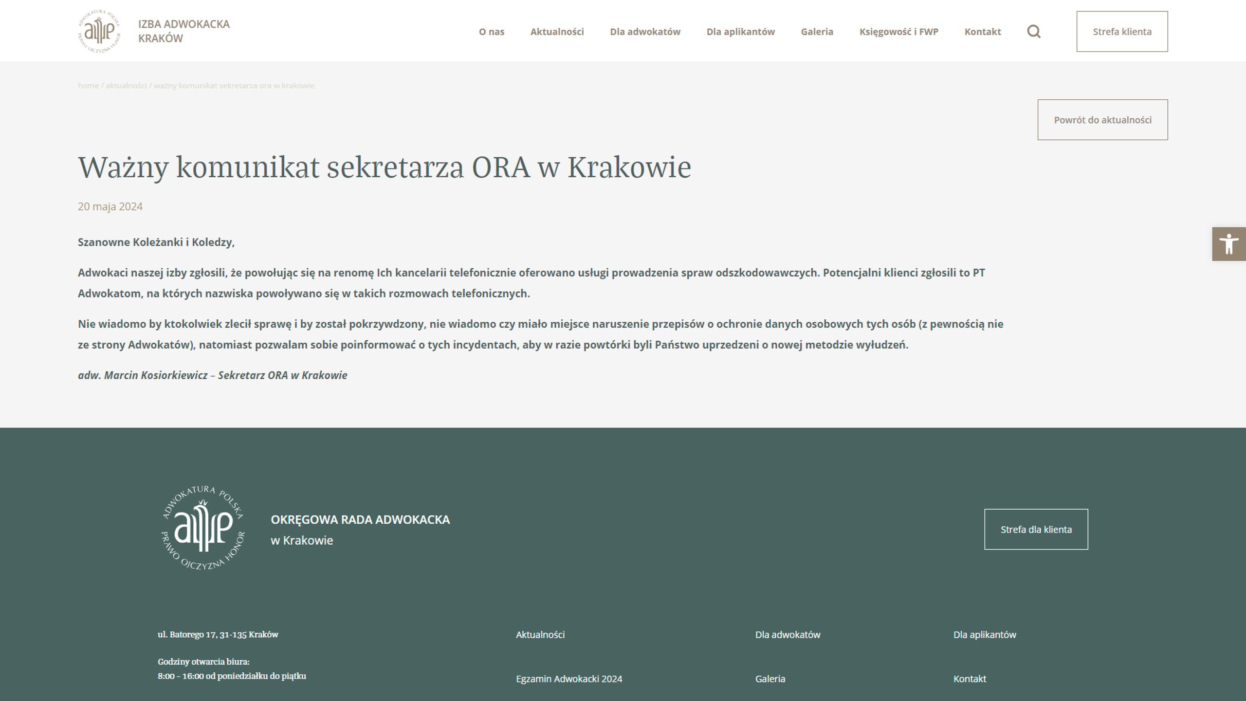 komunikat ostrzegawczy