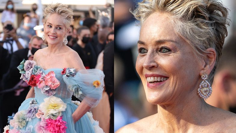 63-letnia Sharon Stone w kwiecistej sukni Dolce & Gabbana zadaje szyku w Cannes. Piękna? (ZDJECIA)