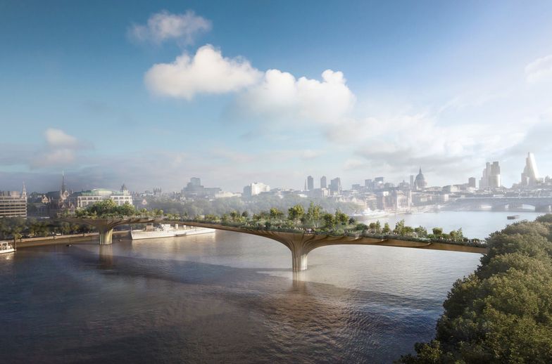 Wizualizacja projektu mostu-ogrodu na Tamizie w Londynie