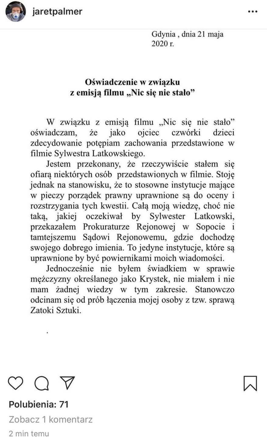 Jarosław Bieniuk komentuje film Sylwestra Latkowskiego