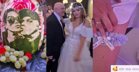 HUCZNE wesele Krzysztofa Skiby i Karoliny Kempińskiej: arbuz z ICH PODOBIZNĄ, pierwszy taniec i druga stylizacja panny młodej (ZDJĘCIA)
