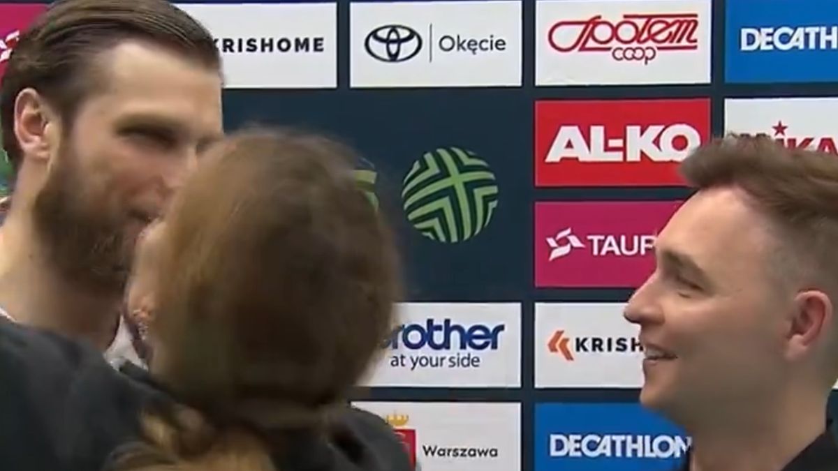 Zofia Zborowska-Wrona wpada w ramiona męża podczas wywiadu z Polsatem Sport