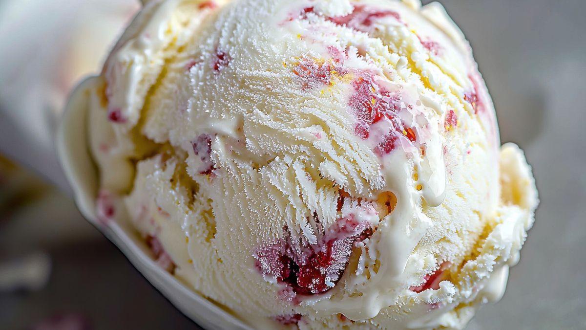 Lody z serka wiejskiego z truskawkami 