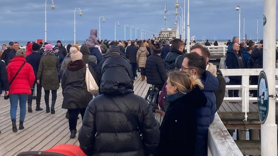 Tłumy na molo w Sopocie 1 stycznia br.