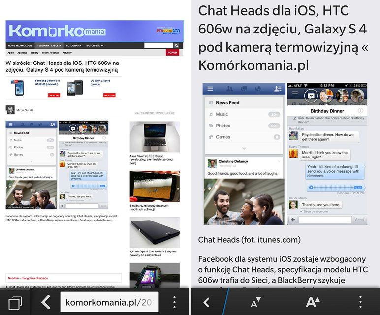 Przeglądarka w BlackBerry 10 (fot. wł.)