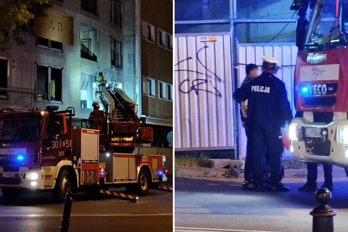Wszedł na dźwig typu żuraw na budowie w centrum Lublina