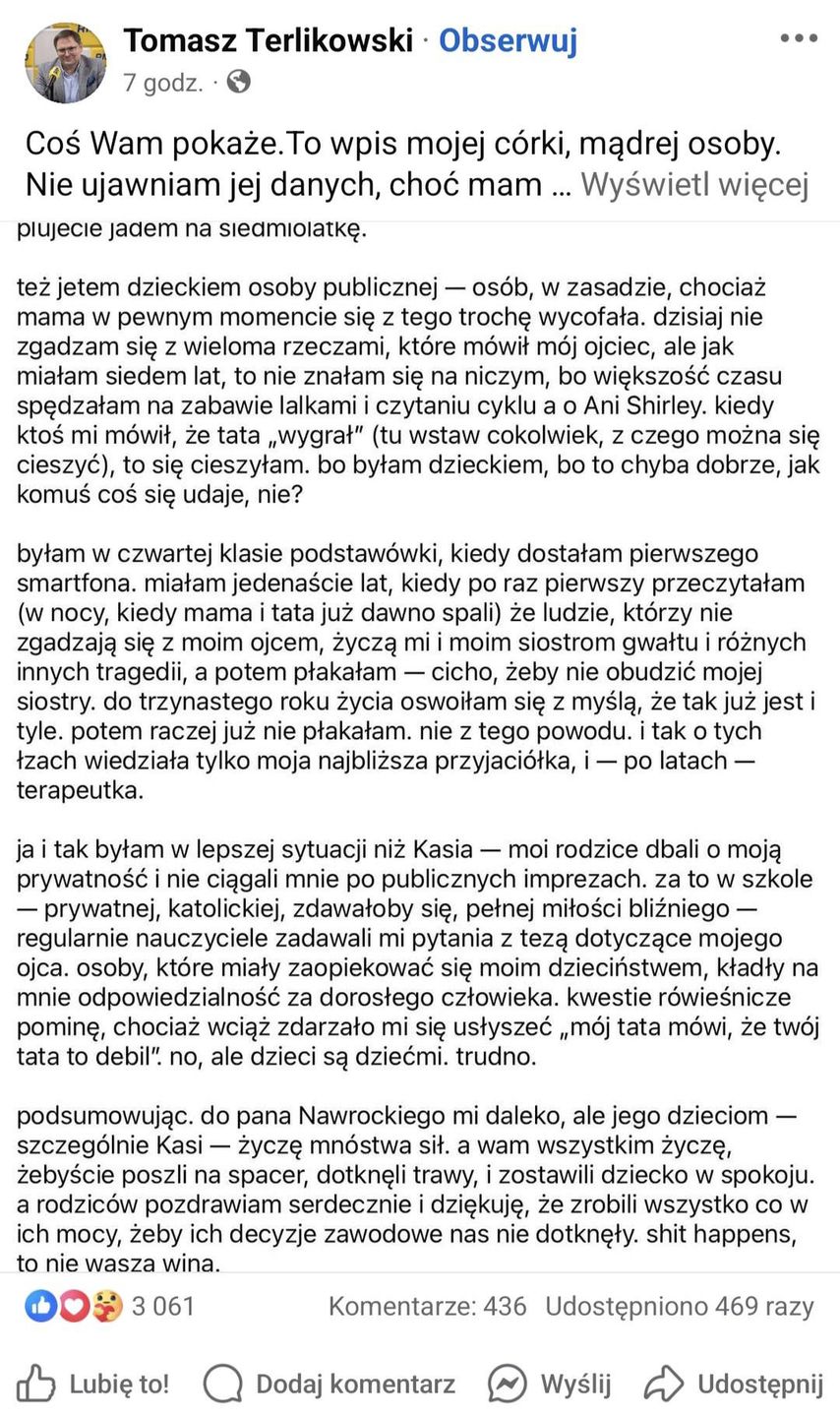W sieci pojawił się szczery wpis publicysty