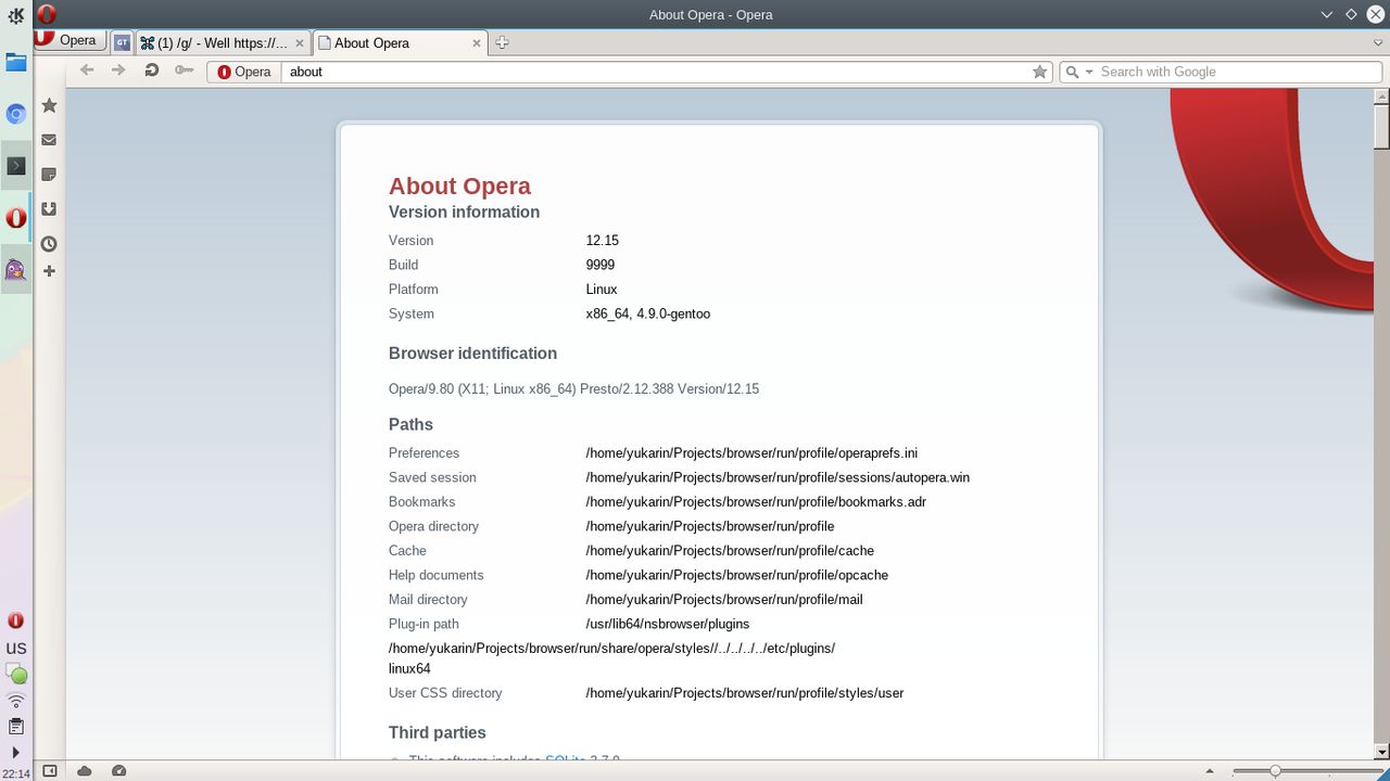 Opera 12.15 skompilowana na Linuksie (źródło: 4chan.org/g/)