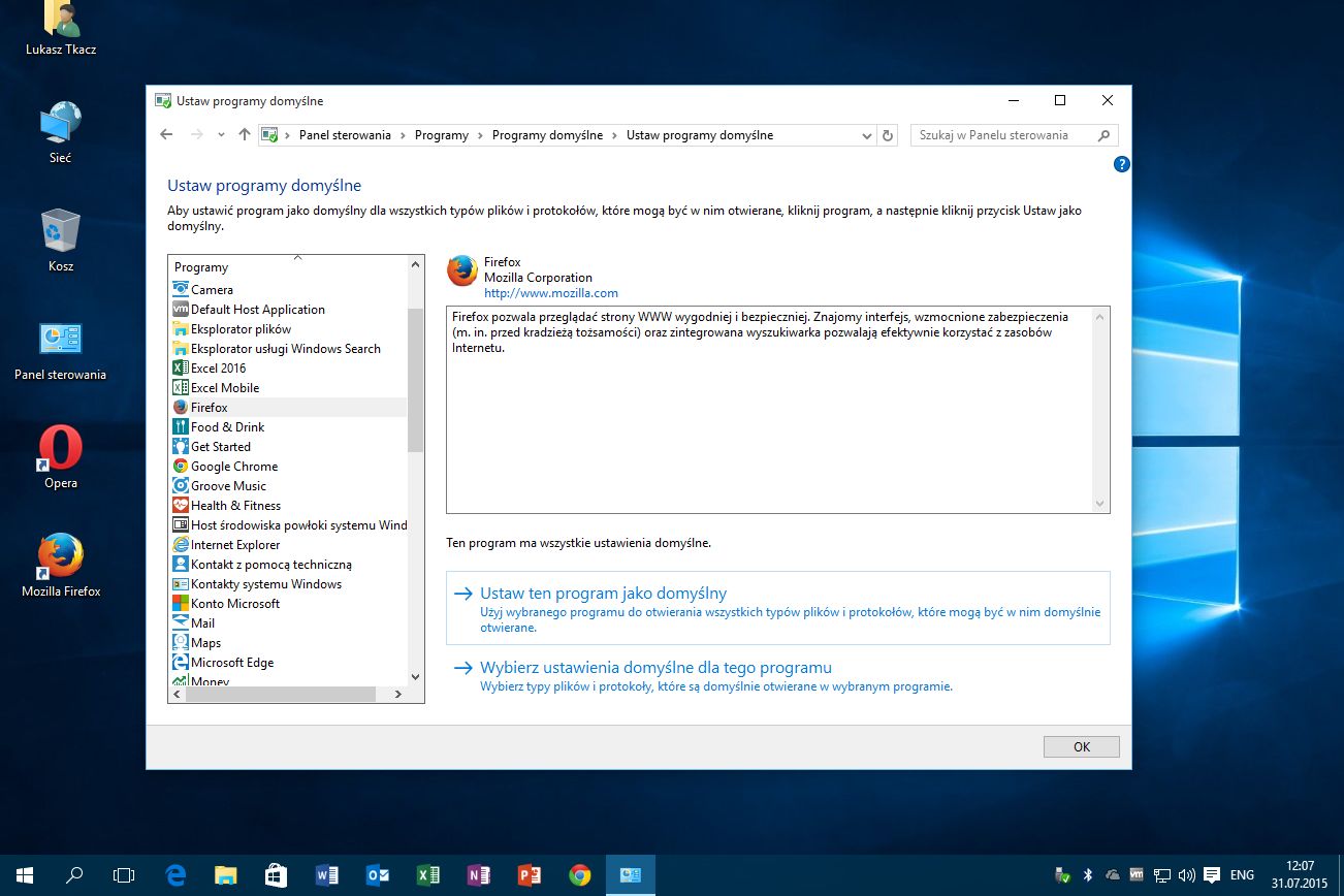 Klasyczny panel sterowania jest wciąż dostępny