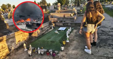 Pożar na grobie posła Litewki. Nagranie z miejsca
