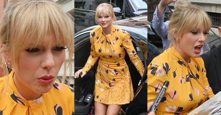 Dziewczęca Taylor Swift przedziera się przez tłum fanów w Paryżu